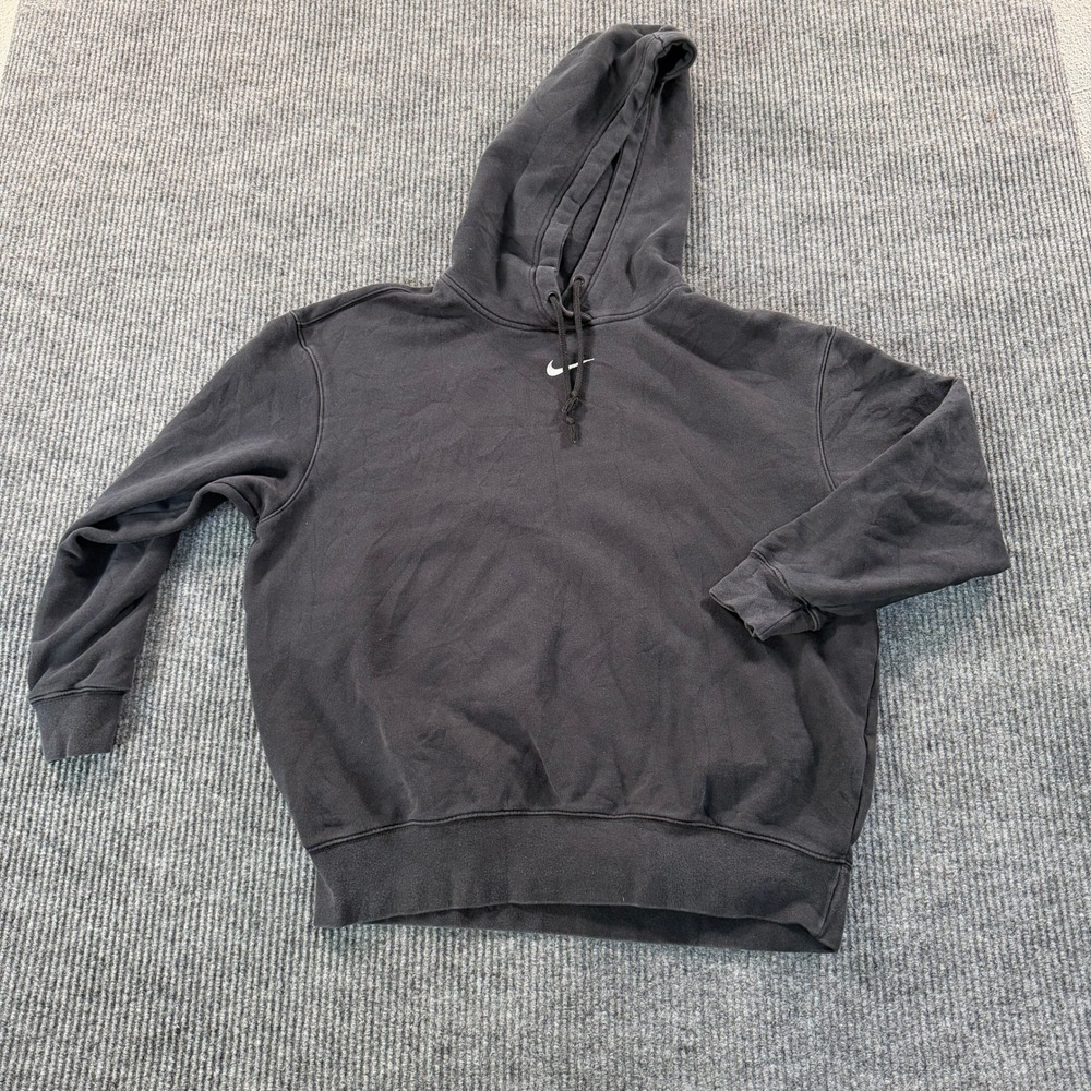 Nike Mens Center Swoosh Pullover Hoodie Size Small Black Fleece Sportswear